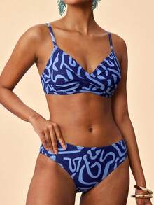 Travachic Women's Summer Beach Print Criss-Cross Design Fashion Bikini Set - Multicolor - View 5