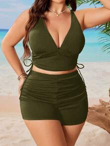 Swim Lushoire 2026 New Year's Party Beach Inclusive Adjustable Plus Size Swimsuit Set Summer - Army Green - View 2