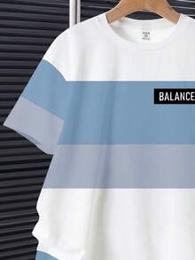 Tween Boy Casual Minimalist Short Sleeve Crew Neck T-Shirt And Shorts Set, Suitable For Summer, Classic Cool Square Split Pattern Print, Cool Exquisite Small Logo Text Pattern Print - White - View 3