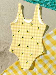 Tween Girls' Casual Minimalist Camisole One-Piece Swimsuit, Suitable For Summer - Multicolor - View 2
