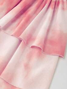 GlowEve Women's Gradient Pattern Cinched Waist A-Line Charming Elegant Daily Vacation Commute Fashion Date French Street Retro Versatile Spring Summer Gradient Pale Yellow New Long Cami Dress - Pink - View 8