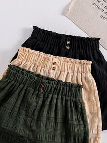 Tween Girl Casual Ruffle Waist 3-Piece Shorts Set - Multicolor - View 3