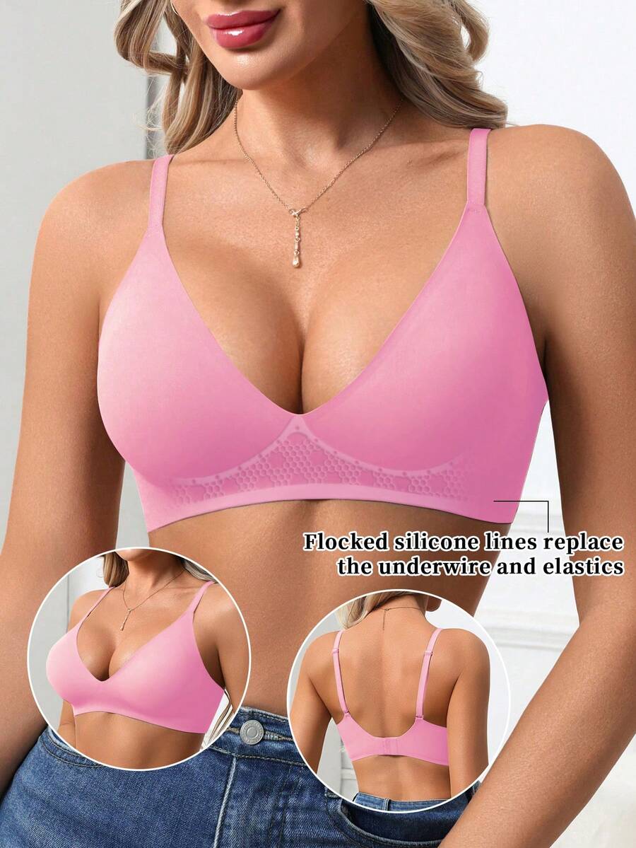 SHEIN Seamless Jelly Bra For Women - Pink - View 1