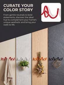 Haus Hana 1PC Modern Wavy Metal Wall Hooks, 3-Hook Coat Hanger, Heavy-Duty Adhesive Storage Rack For Bedroom, Bathroom & Entryway, Space-Saving Organizer - Multicolor - View 11
