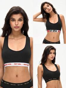 EasyFave 3pcs/Set Women's Fashionable Letter Printed Bras - Multicolor - View 7