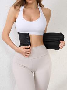 SHAPORA Moldeador de cintura con botones frontales de unicolor para mujer - Negro - Ver 4