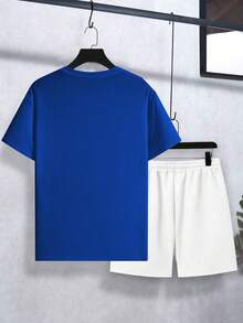 Manfinity Roughcore Men's Solid Color Minimalist Short Sleeve T-Shirt And Shorts 2-Piece Set - Multicolor - View 5