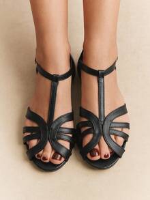 Rosivie Women's Casual Versatile Flat Sandals, Summer - Black - View 7