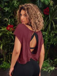 VARSIVA Sports SUMMER Outdoor Basic Backless With T-SHIRT - Burgundy - View 5