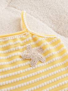 Souflis Souflis Baby Girl Starfish Pattern Yellow Striped Asymmetrical Hem Cami Top And Shorts Set - Yellow - View 6