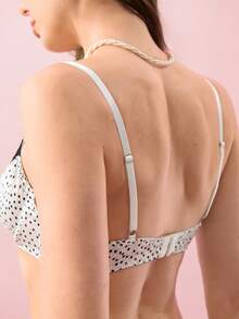Bonmuse Ensemble de lingerie en dentelle à pois sexy, soutien-gorge push-up à décolleté plongeant + culotte taille basse, ambiance rétro et sensuelle - Blanc - Voir 2