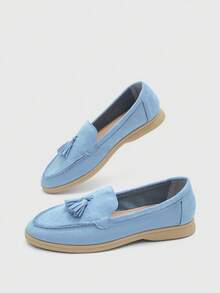 CUCCOO BIZCHIC Sepatu Flat Wanita dengan Gesper Sederhana dan Elegan, Modis, Serbaguna, untuk Santai, Kerja, dan Perjalanan. - Biru. - View 8