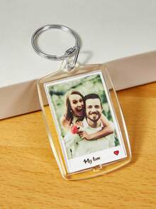 Custom 1PC Photo And Text Keychain, Personalized Acrylic Keychain, Custom Couple Keychain Photo Key Ring, Customized Logo Keychain For Birthday Gift - Multicolor - View 22