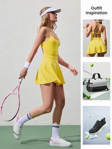 CourtClass CourtClass Robe camisole de sport élégante pour femmes - Jaune citron - Voir 3