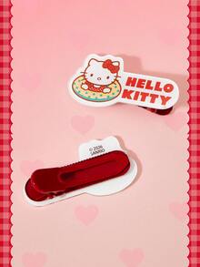 HELLO KITTY AND FRIENDS | SHEIN 4件組 Sanrio 女款可愛波點游泳圈小貓裝飾髮夾 - 紅色 - 查看 7