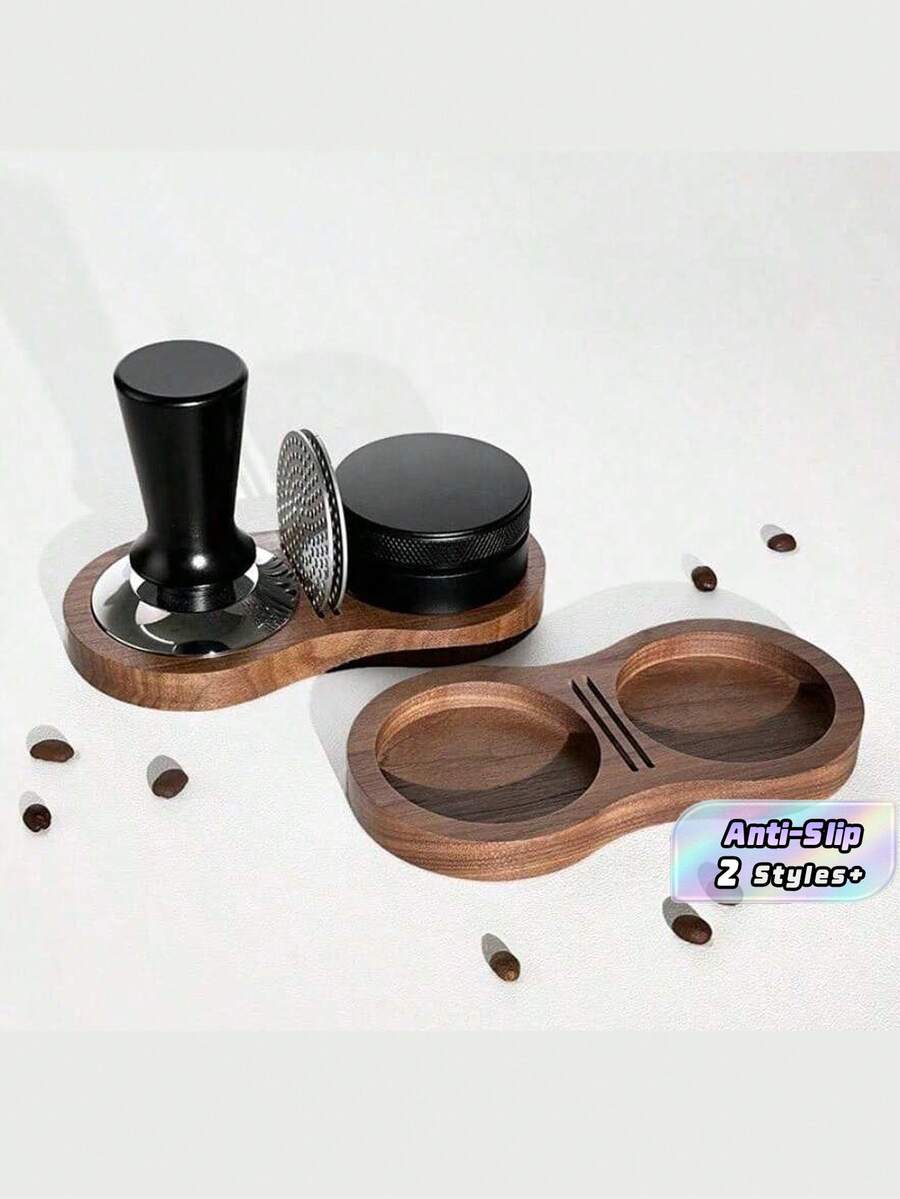 Alas Pemadat Kopi, Tempat Penahan Pemadat Kopi dari Kayu, Aksesoris Kopi - coklat tua - View 1