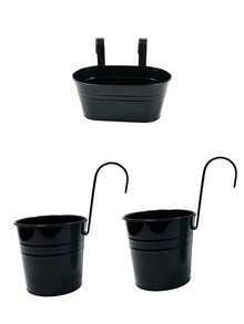 1/2/3pcs Large Wall-Mounted Planter Set; Gardening Flower Pot, Plant Pot, Durable Iron Wall Hanging Planter; Sturdy And Durable; Detachable Hooks Included; Suitable For Railings, Fences, Balconies, Yards, Gardens And Indoor Decor - Hanging Flower Pots - View 19