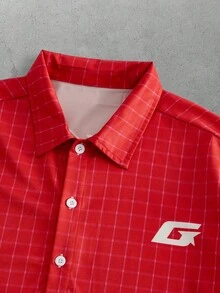 Manfinity VCAY Men's Letter Print Casual Versatile Daily Wear Shirt - Red - View 6