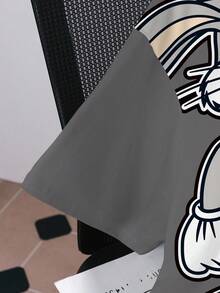 LOONEY TUNES X SHEIN 男士圆领短袖休闲百搭T恤 - 白色 - 查看 5