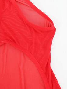SHEIN DrisQ Men's Sheer Mesh Tank Top Jumpsuit Sexy Lingerie - Red - View 6