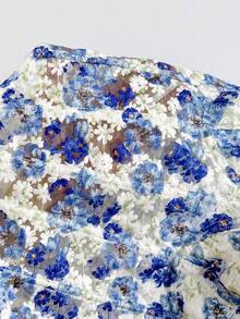 Soleia 女款度假春夏季浪漫雛菊刺繡紋理印花3D花卉裝飾抹胸上衣，休閒約會情人節下午茶海灘郵輪公路旅行城市度假音樂節派對波希米亞波西米亞嬉皮西式風格，內搭/外穿，四季日常通勤 - 藏蓝色 - 查看 7