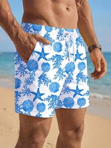 VIVINTIMO Plus Size Men's Drawstring Waist All-Over Print Beach Shorts, Suitable For Island Vacation, Couple Date, Hawaiian Vacation, Holiday - Multicolor - View 3