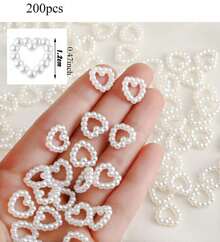 100/200/500pcs Pearl Heart Shaped Desktop Scattering Decor, Plastic Faux Pearl Wedding Desktop Decor, DIY Craft Nail Art Decoration For Wedding Party Cake, Size: 0.47 Inch - love - View 8