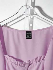 EMERY ROSE Women's Elegant Sweetheart Neck Button Front Short Sleeve Dress, Summer - Mauve Purple - View 7