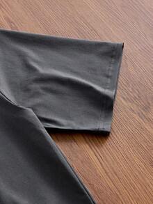 SWAVVY Kaos Pria Lengan Pendek Longgar Kasual Musim Panas Ukuran Standar Abu-abu dengan Cetakan Transfer Panas - Grey - View 5