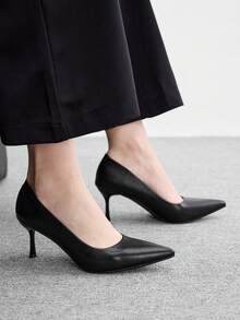 CUCCOO BIZCHIC 女款尖頭細高跟鞋 黑色簡約舒適 通勤日常百搭上班穿搭 優雅時尚高跟鞋 - 黑色PU1號 - 查看 5