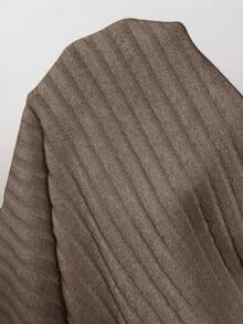 SHEIN Maternity Solid Color Ribbed Fitted Sleeveless Casual Dress - Coffee Brown - View 5