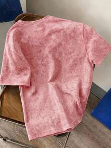 Manfinity Hypemode Men's Red 60% Cotton Washed Short Sleeve T-Shirt - Red - View 4