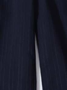 SHEIN 3件組黃色長袖條紋數位印花襯衫、黑色長褲、吊帶背心，適合春夏季外出 - 彩色 - 查看 4