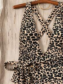 Swim SXY Traje de baño de una pieza con estampado de leopardo, escote ultra bajo y espalda descubierta - Multicolor - Ver 4