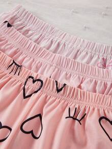 1 Set Girls' Teenager Loungewear Set Blind Box Style 3-In-1, Includes 3 Different Styles Of Camisole And Shorts Sets: Black Base Text Style, Pink & Black Heart Eyelash Style, Black & Pink Bow Style, Pink & White Striped Bow Style, Main Colors Black & Pink, Sweet & Cool Girl Style, Soft Skin-Friendly Knit Fabric, Soft Stretch Knit Fabric, Machine Washable, Comfortable Fit (1 Set Is Randomly Selected Out Of 3 Styles) - Multicolor - View 6