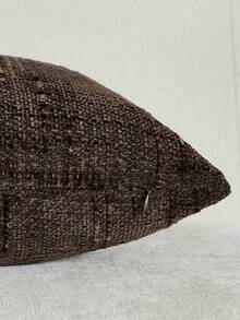 Cirelle 1 buah Sarung Bantal Lempar Chenille Bertekstur Lembut, Sarung Bantal Dekoratif Tenun Slub Cokelat Kopi Polos untuk Sofa - Coffee Brown - View 5