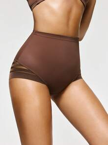 SHAPORA Women's Solid Color Casual Everyday Shaping Shorts - Brown - View 4