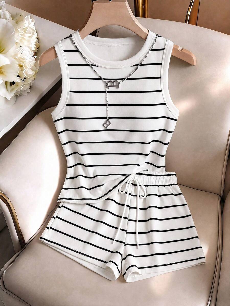 SHEIN Tall Timeless Black-And-White Stripes, Effortless Everyday Style., Tall Women - Multicolor - View 1