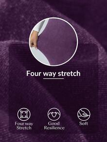 Flexra Plus Size Solid Color Elastic Waist Stretchy Knit Casual Wide Leg Flare Jeans - Purple - View 7