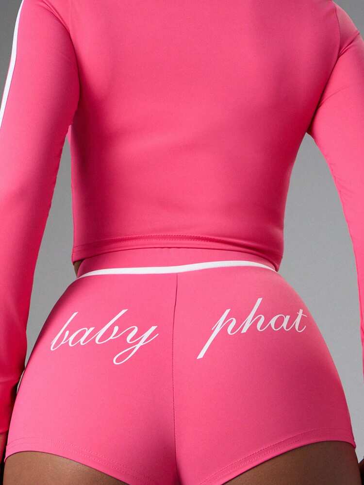 BABYPHAT カラーブロックパネルデザインとドローストリングウエストのスポーティジャージーブーティーショーツ