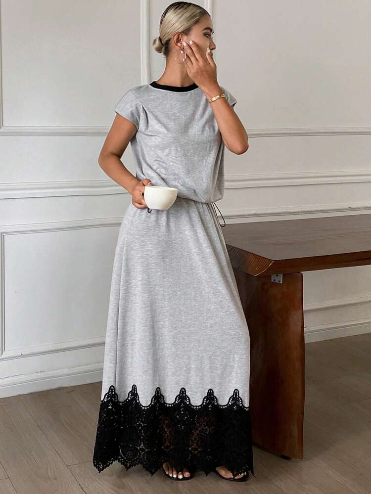Women's Contrast Color Patchwork Casual Two Pieces Set