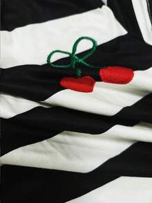 Resyla 女士户外休闲运动Polo衫，夏季新品，户外休闲服，条纹和花卉印花设计，黑色、白色，Polo领，适合度假、返校季，女士高腰Polo衫 - 彩色 - 查看 5