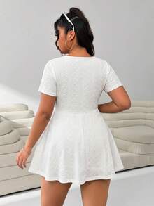 Solflare Plus Size Women Solid Color Casual Daily Outing Jumpsuit - White - View 2
