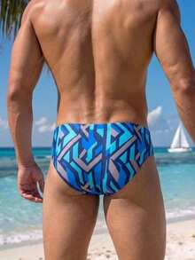 Naviga Onda 2026 New Style Patchwork Contrast Color Comfortable Casual Beach Vacation Men's Swim Briefs Summer Pool Party Turquoise Blue Briefs, Holiday - Multicolor - View 2