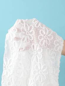 SHEIN Swim Swim Mod 女款優雅花卉蕾絲飾邊雙層荷葉邊罩衫洋裝，適合夏季海灘度假 - 白色 - 查看 7