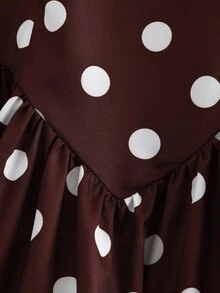 Elenzga New Elegant Polka Dot A-Line Cinched Waist Summer Dress For Ladies - Brown - View 5
