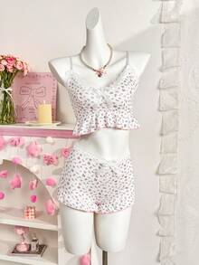 PetitDoll Romantic Lace Ruffle Sweet Girl Lingerie Set 2pcs - White - View 6