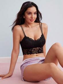 Elorette Floral Lace Bralet - Black - View 7