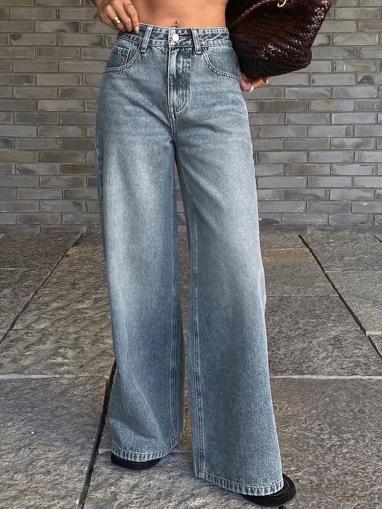 Women's Casual Everyday Pockets Button Denim Jeans