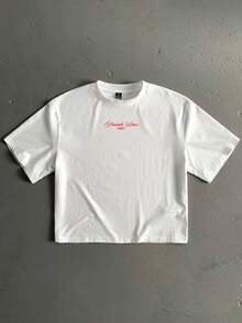 Manfinity ZONE917 Boxy Cropped Loose F1 Formula Racing White Short Sleeve T-Shirt - White - View 5